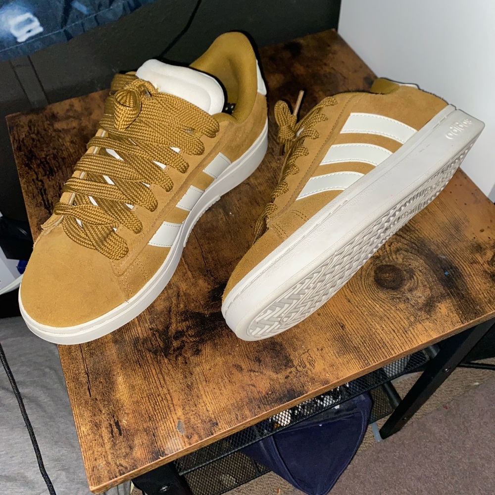 adidas Men's Tan and White Sneakers